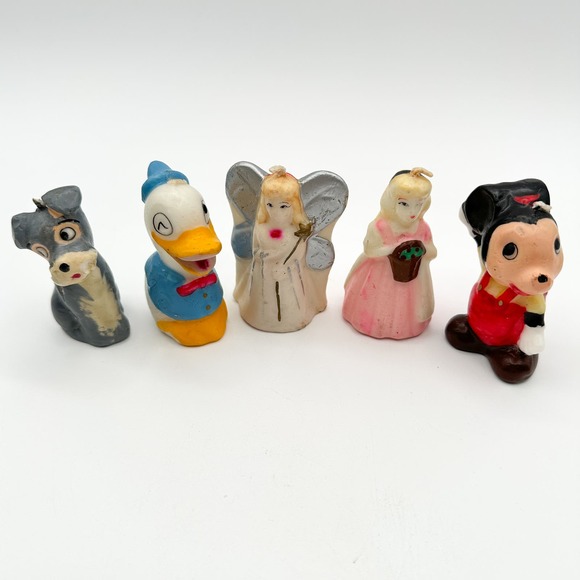Vintage Disney Candles Set Mickey Donald The Tramp Princess Fairy - Picture 5 of 13